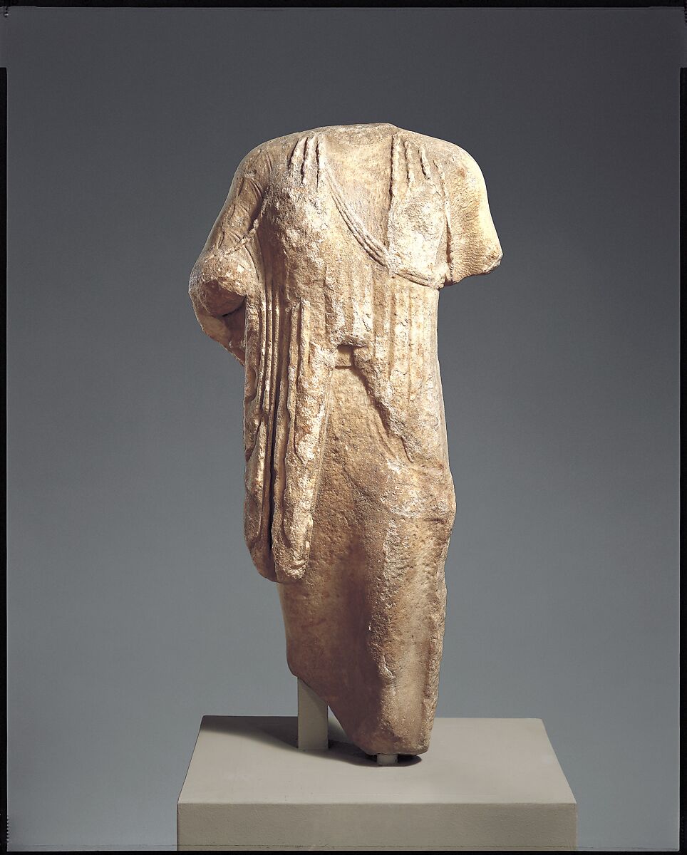 Marble statue of a kore (maiden) Greek Archaic The Met