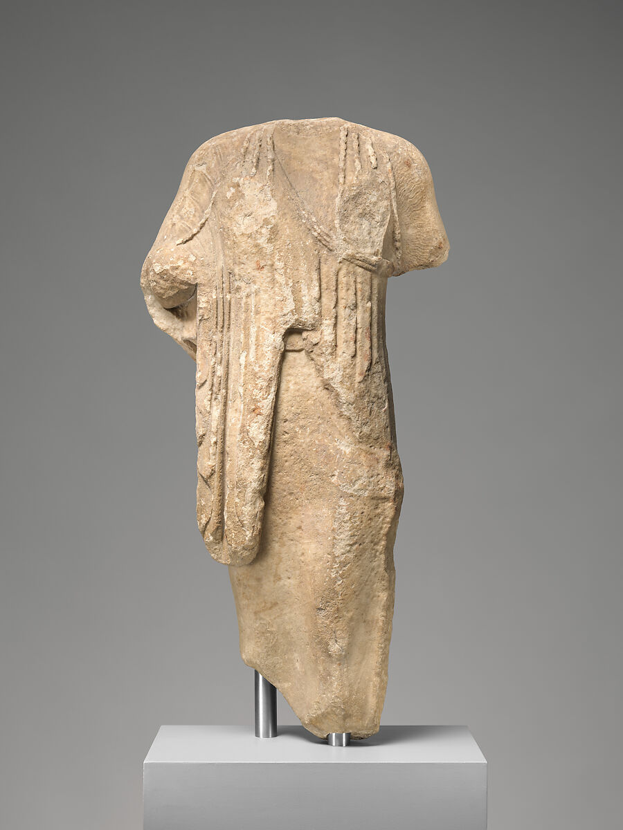 Marble statue of a kore (maiden), Marble, Island, Greek 