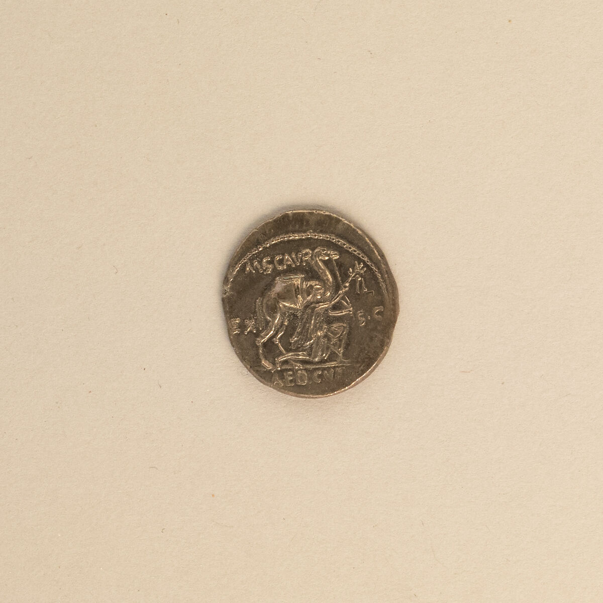 Silver denarius of Aemilius Scaurus, Silver, Roman 