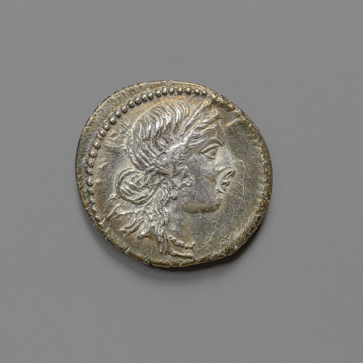 Silver denarius of Julius Caesar, Silver, Roman