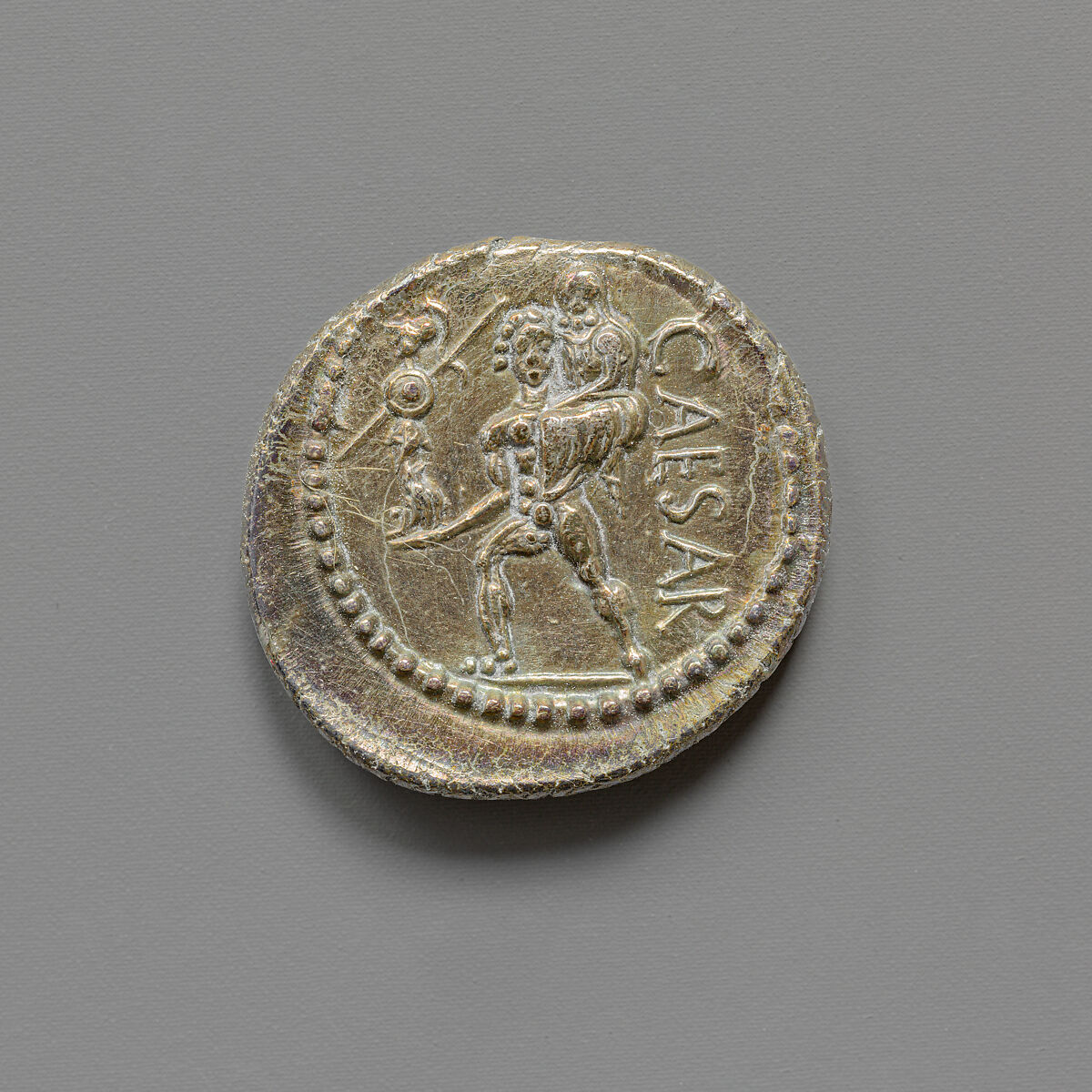 Silver denarius of Julius Caesar, Silver, Roman