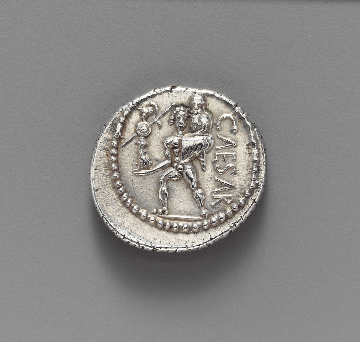 Silver denarius of Julius Caesar, Silver, Roman 