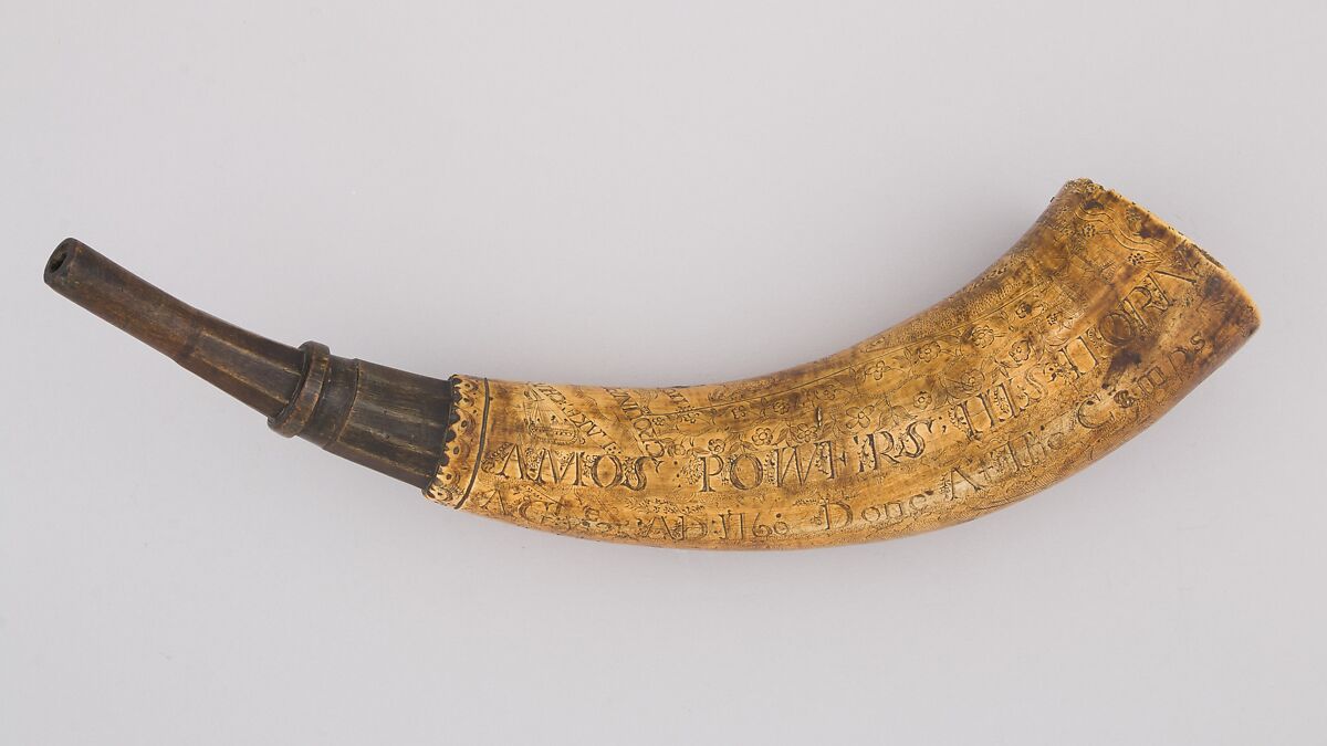 Powder Horn, Horn (cow), American, Fort Ticonderoga, New York 