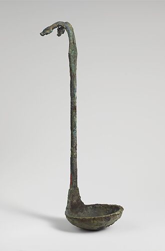 Bronze kyathos (ladle) with animal-head terminals