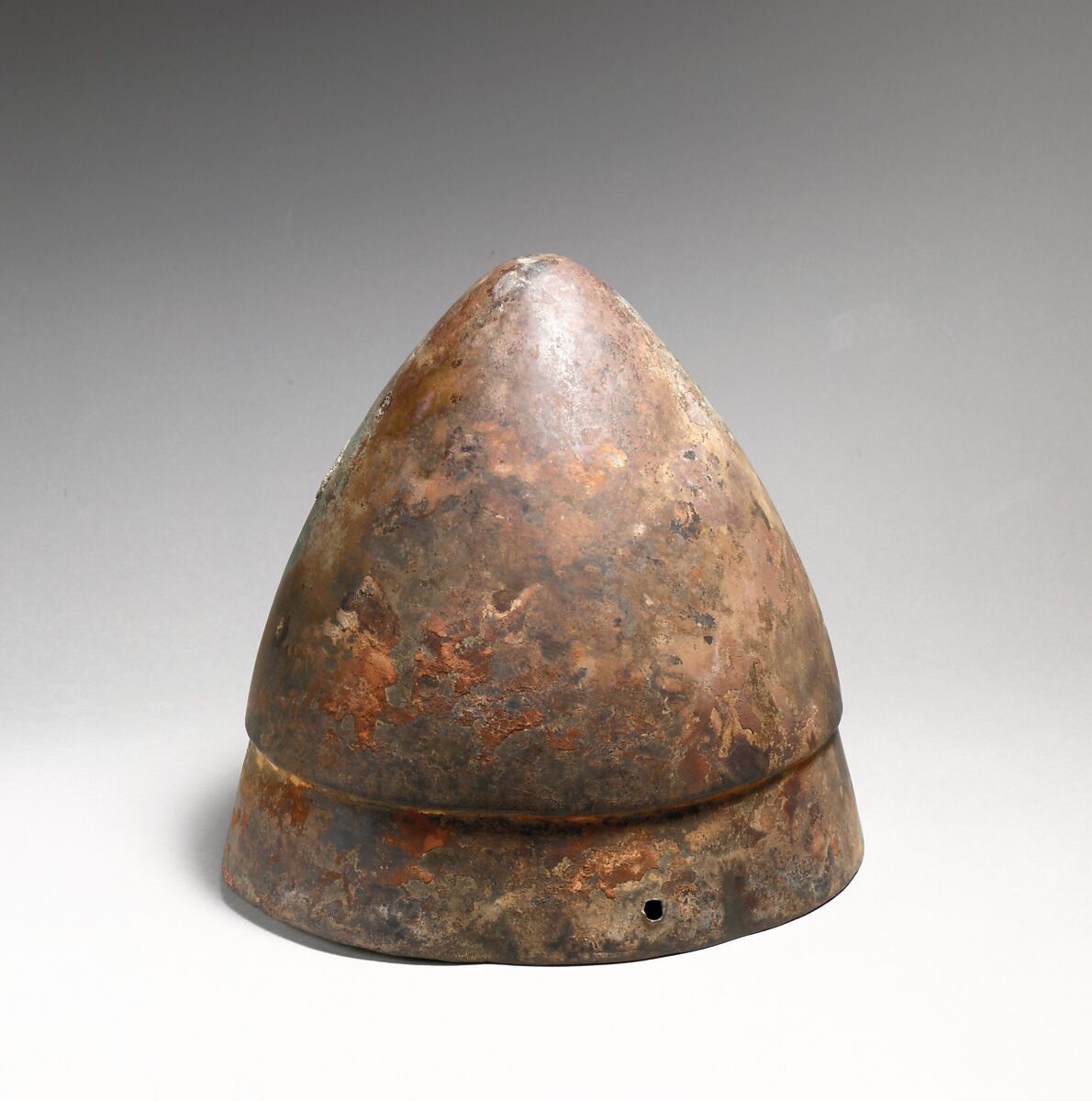 Bronze helmet of conical shape, Bronze, Greek 