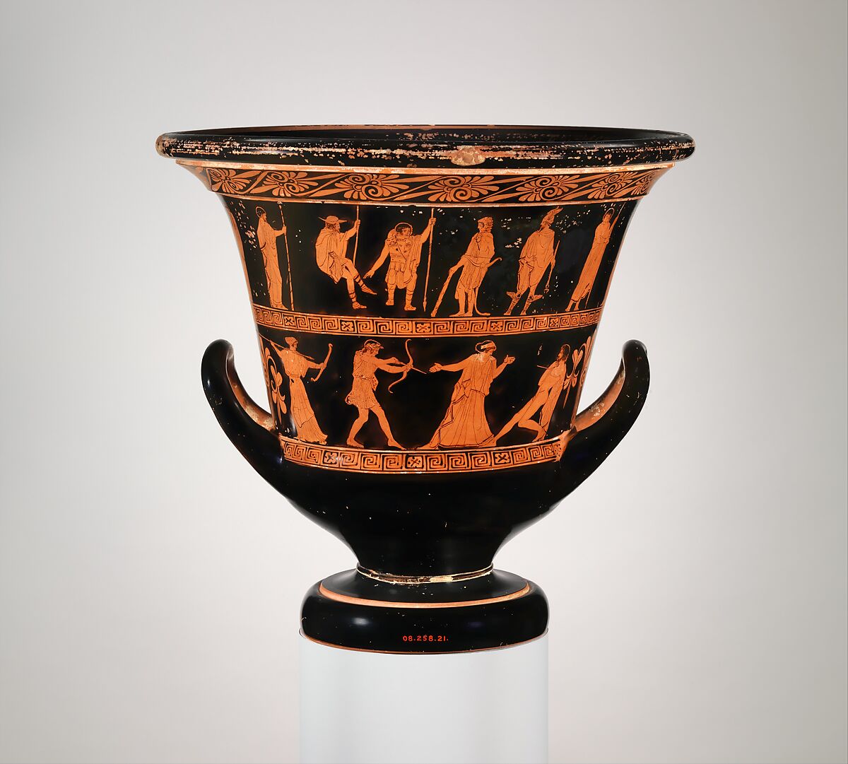 Terracotta calyx-krater (bowl for mixing wine and water), Attributed to the Nekyia Painter, Terracotta, Greek, Attic 
