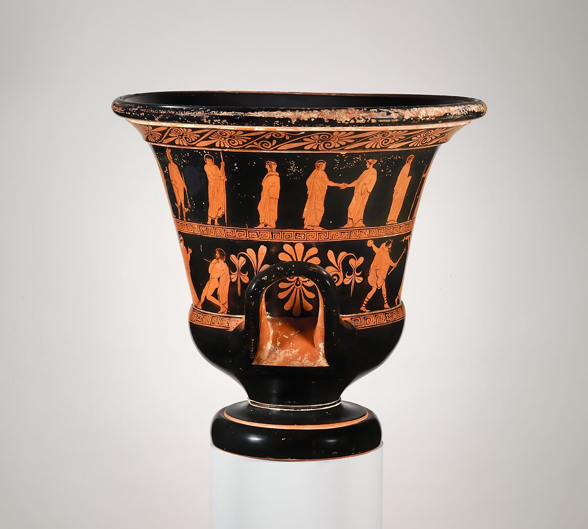 Terracotta calyx-krater (bowl for mixing wine and water), Attributed to the Nekyia Painter, Terracotta, Greek, Attic