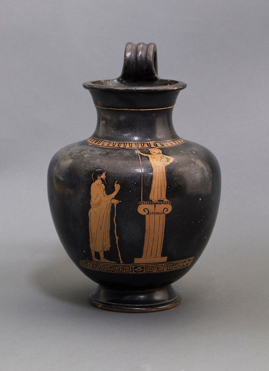 Terracotta oinochoe: olpe (jug), Attributed to the Group of Berlin 2415, Terracotta, Greek, Attic 