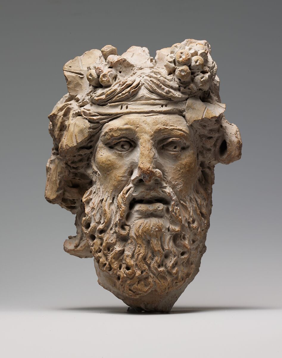 Terracotta head of Dionysos, Terracotta, Greek or Roman 