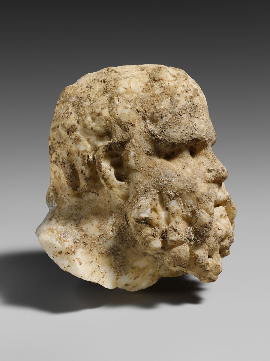 Marble head of a bearded man, Marble, Roman