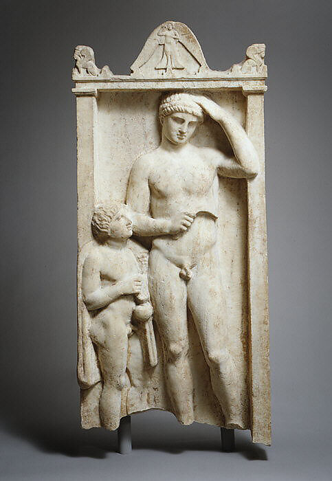 Marble stele (grave marker) of Sostratos, Marble, Pentelic, Greek, Attic