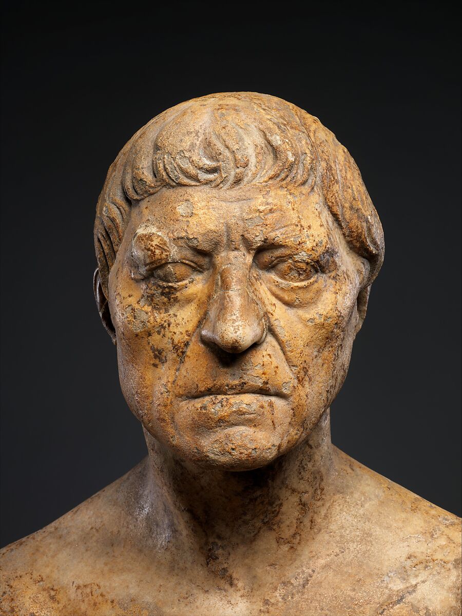 Marble portrait bust of an elderly man, Marble, Roman