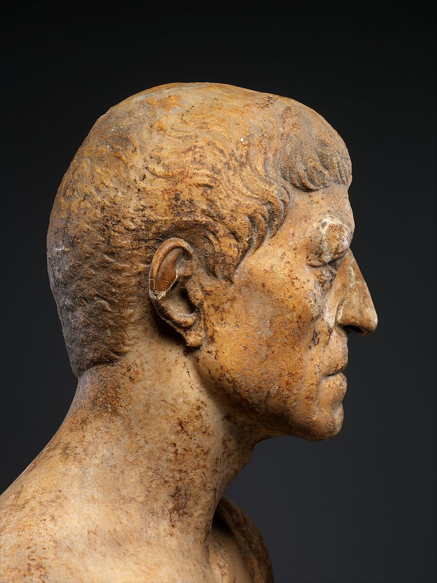 Marble portrait bust of an elderly man, Marble, Roman