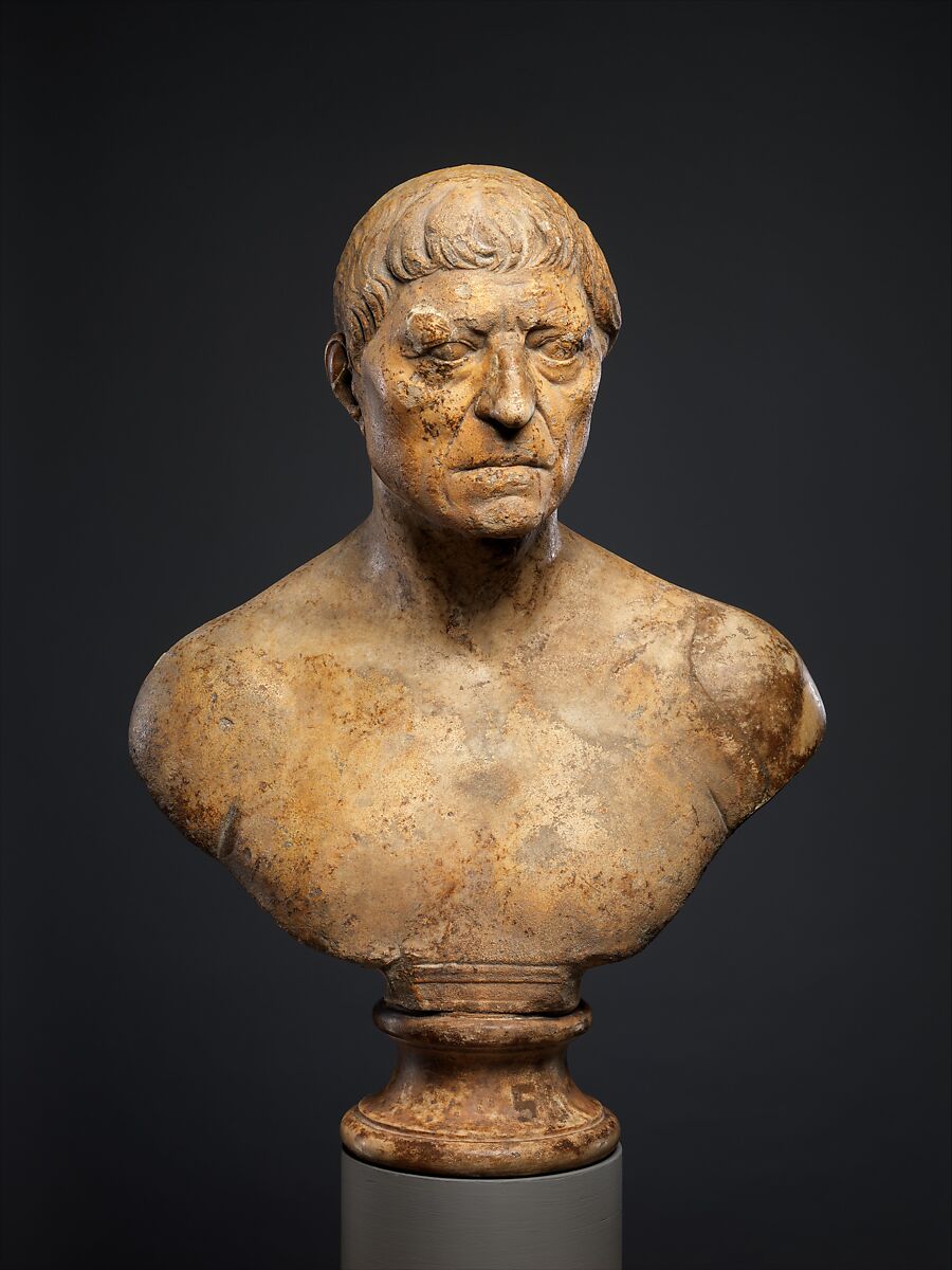 Marble portrait bust of an elderly man, Marble, Roman 