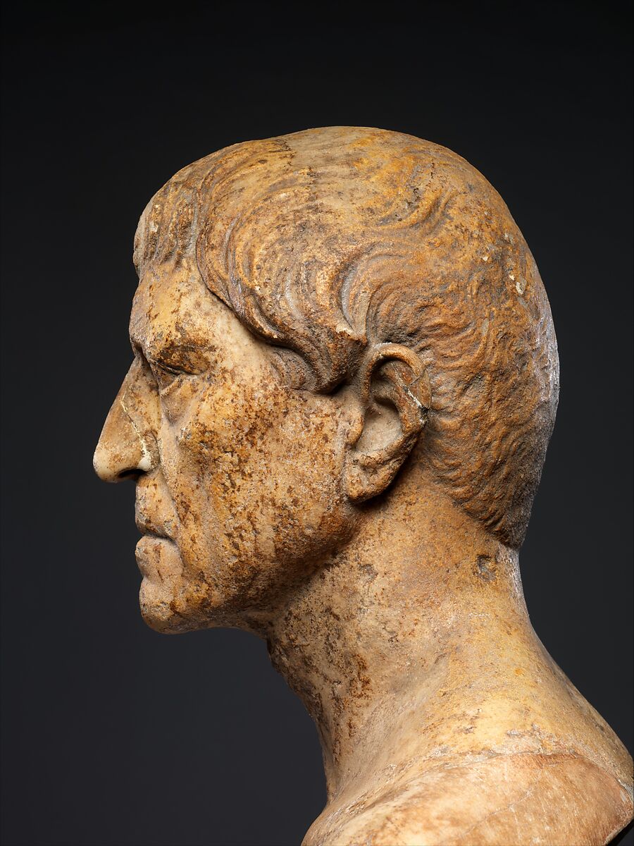 Marble portrait bust of an elderly man, Marble, Roman