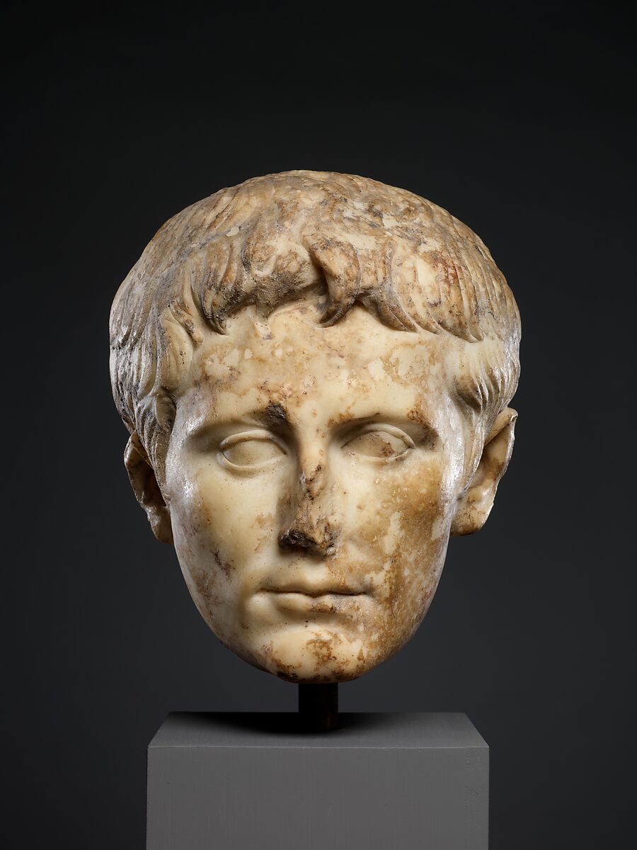 Marble portrait of the emperor Augustus, Marble, Roman 