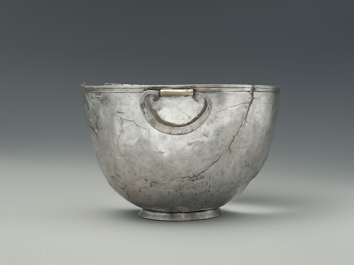 Silver bowl with swinging handles, Silver, Greek, South Italian 