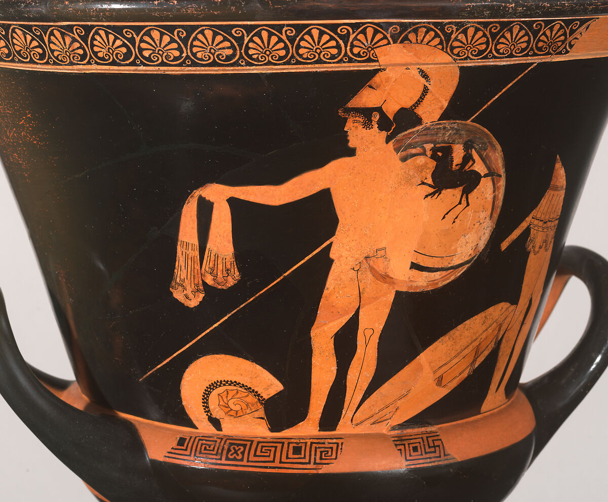 Terracotta calyx-krater (bowl for mixing wine and water), Attributed to the Kleophrades Painter, Terracotta, Greek, Attic