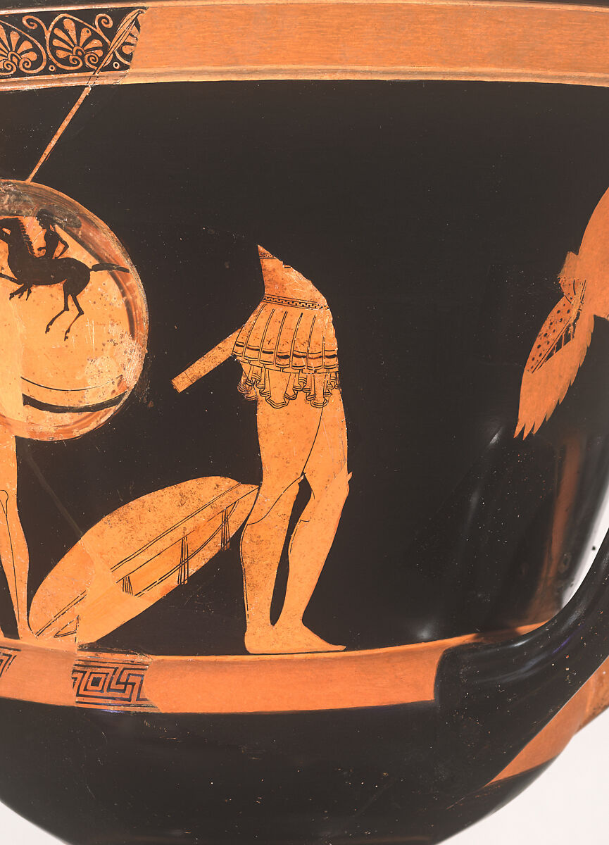 Terracotta calyx-krater (bowl for mixing wine and water), Attributed to the Kleophrades Painter, Terracotta, Greek, Attic