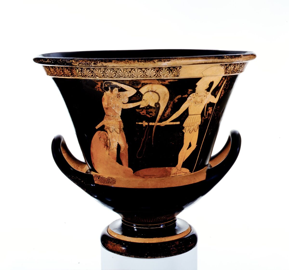 Terracotta calyx-krater (bowl for mixing wine and water), Attributed to the Kleophrades Painter, Terracotta, Greek, Attic 