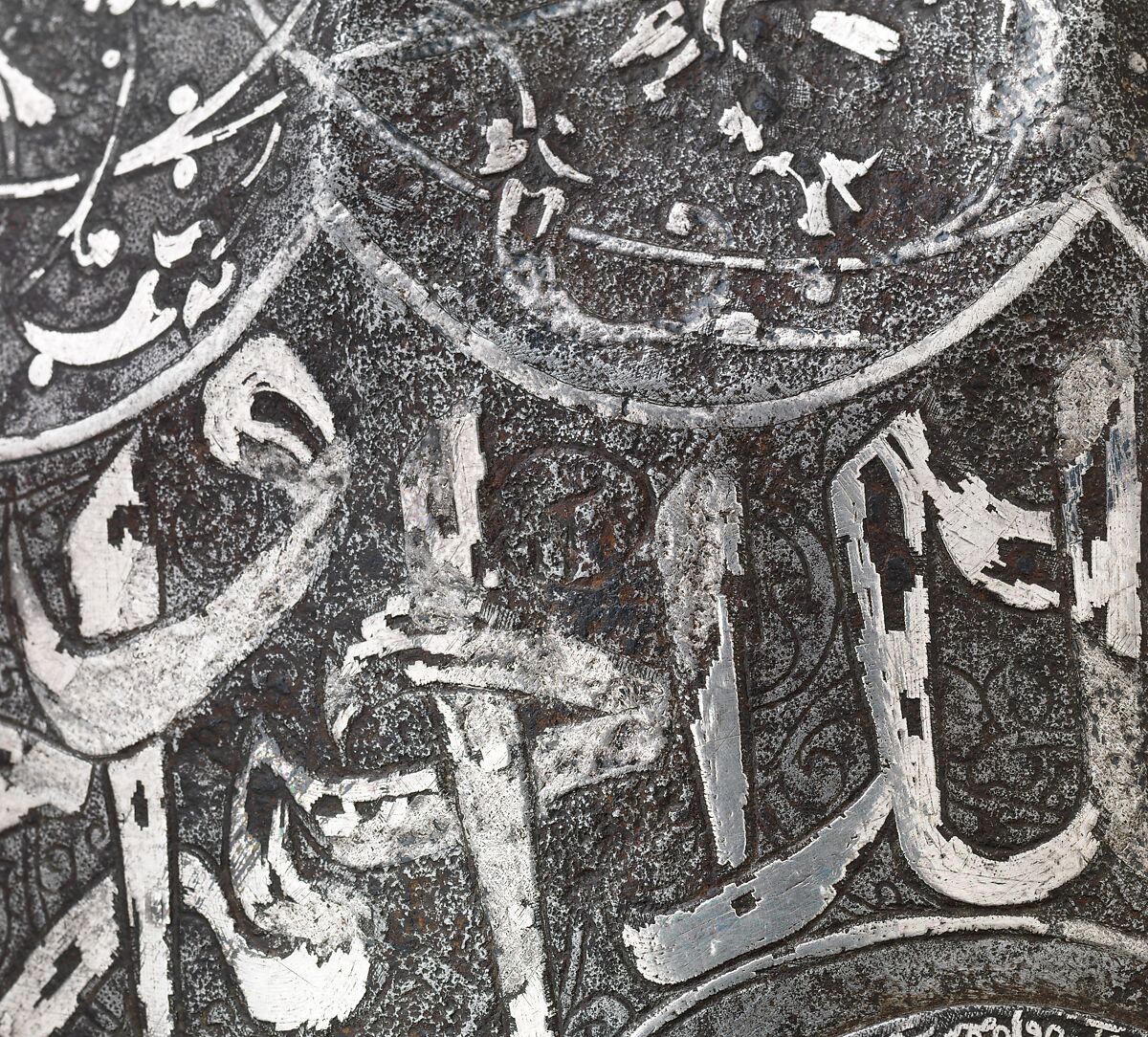 Helmet with Aventail, Steel, iron, silver, copper alloy, Turkish, in the style of Turkman armor