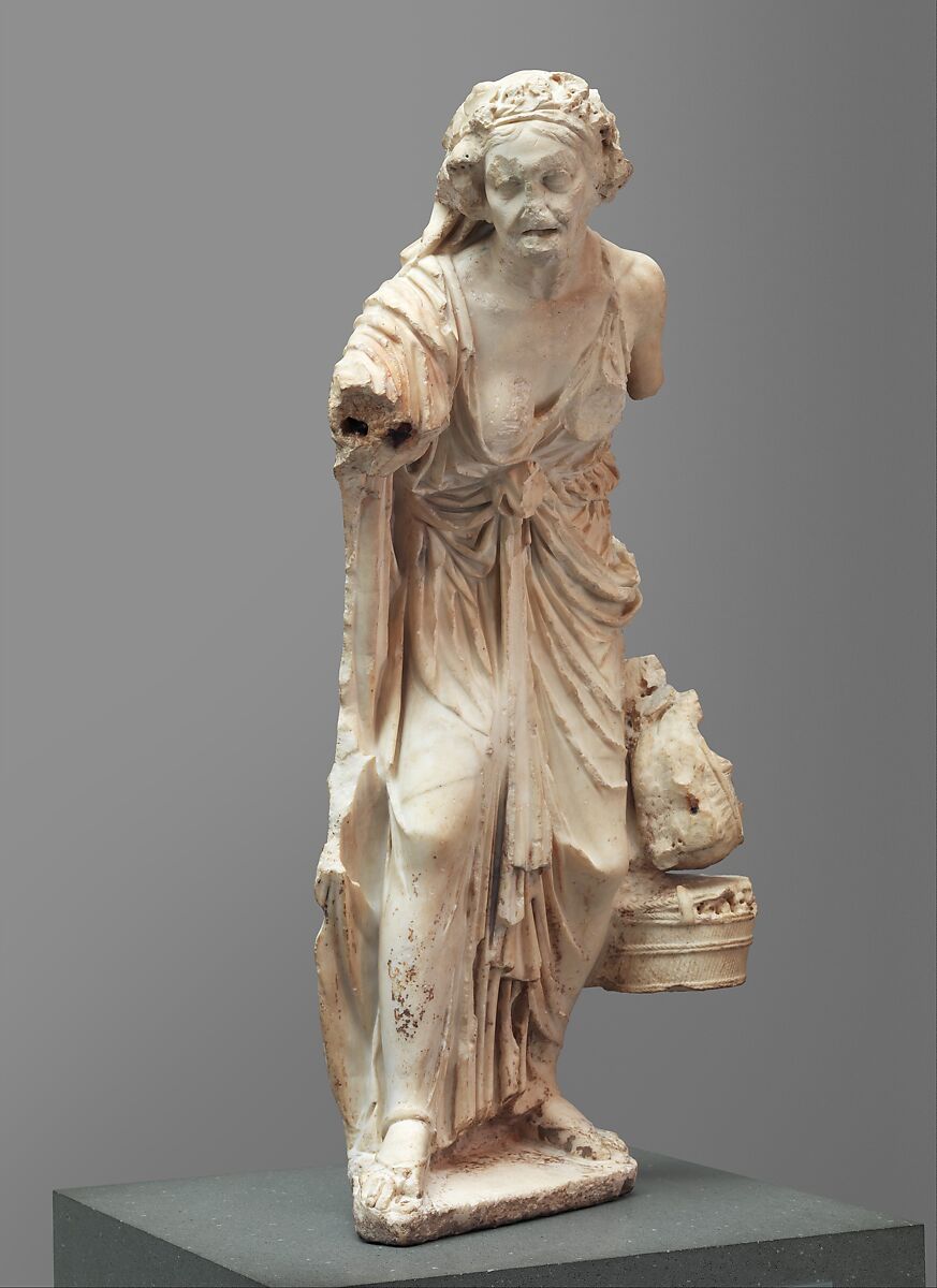 Marble statue of an old woman, Marble, Pentelic, Roman