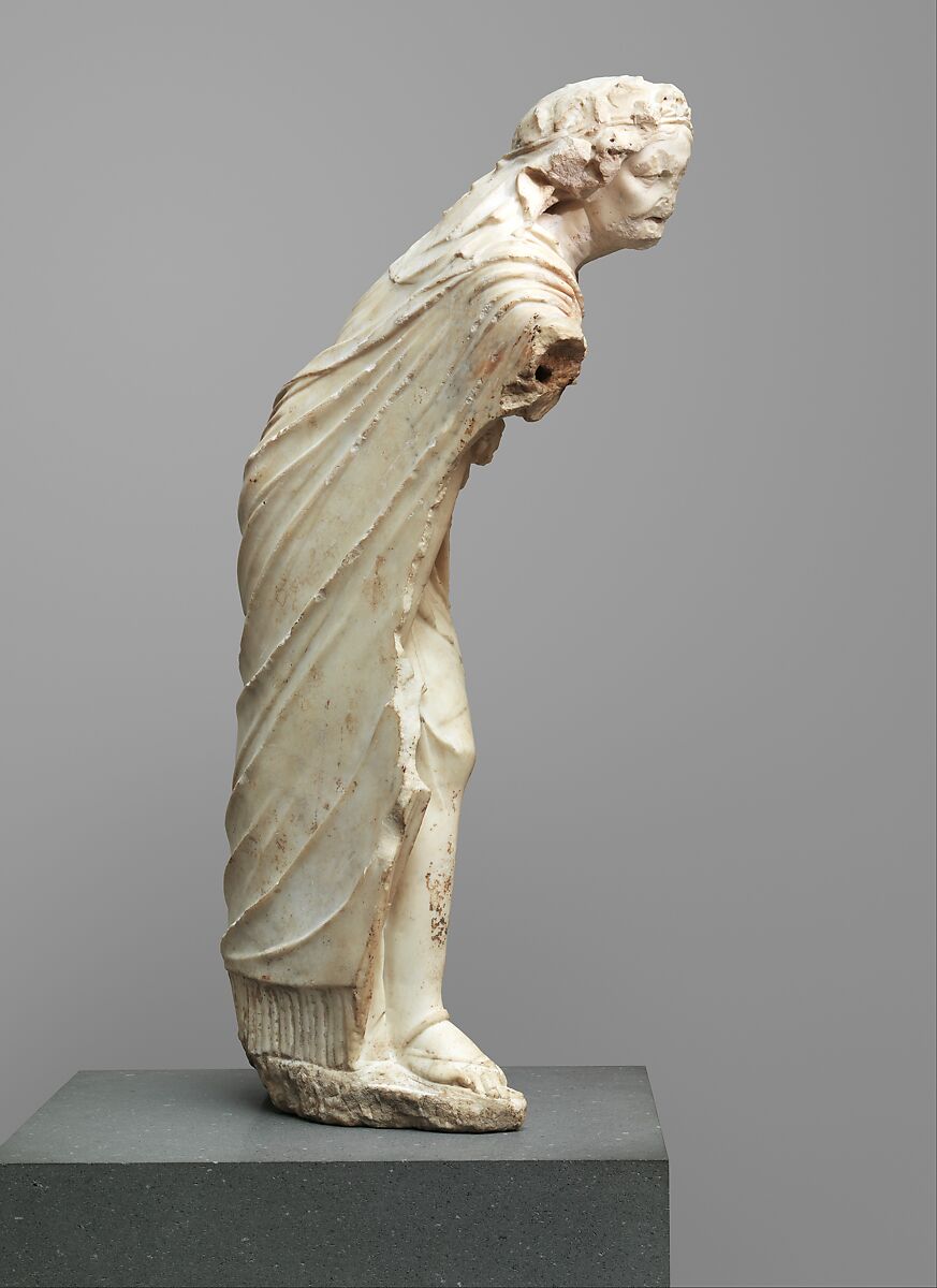 Marble statue of an old woman, Marble, Pentelic, Roman