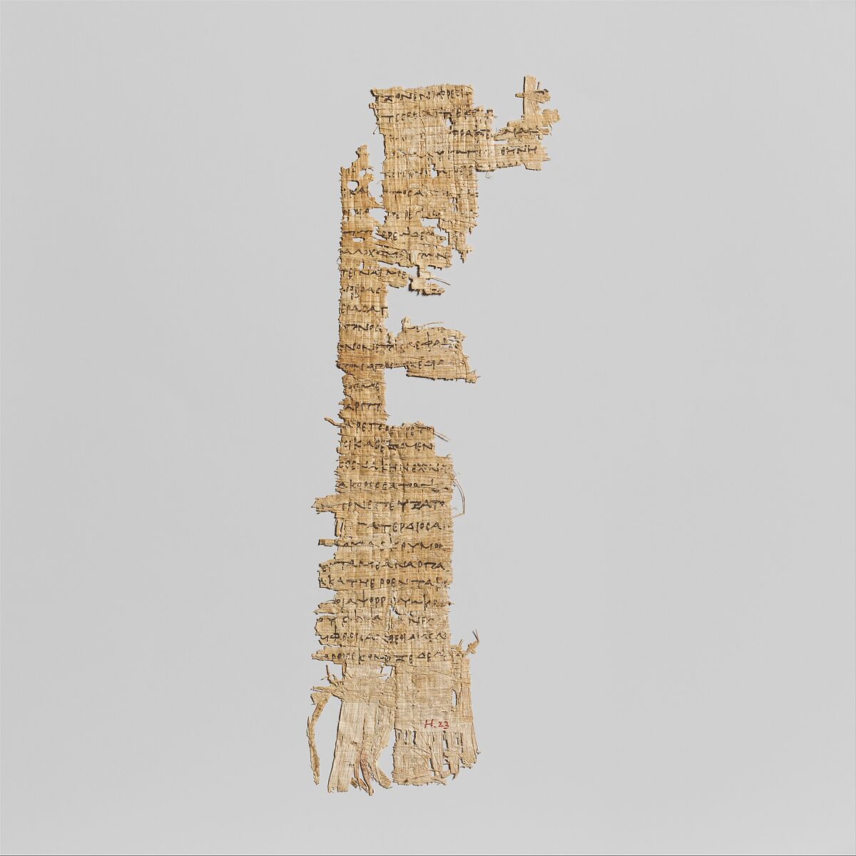 Papyrus fragment with lines from Homer's Odyssey, Papyrus, Greek, Ptolemaic 