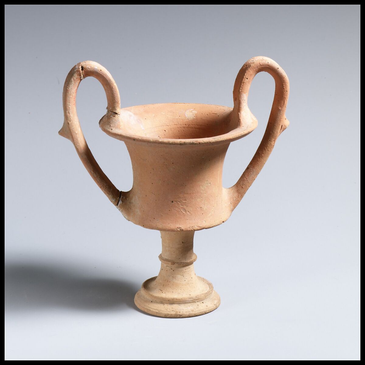 Terracotta kantharos (drinking cup with high handles), Terracotta, Greek, South Italian, Apulian 