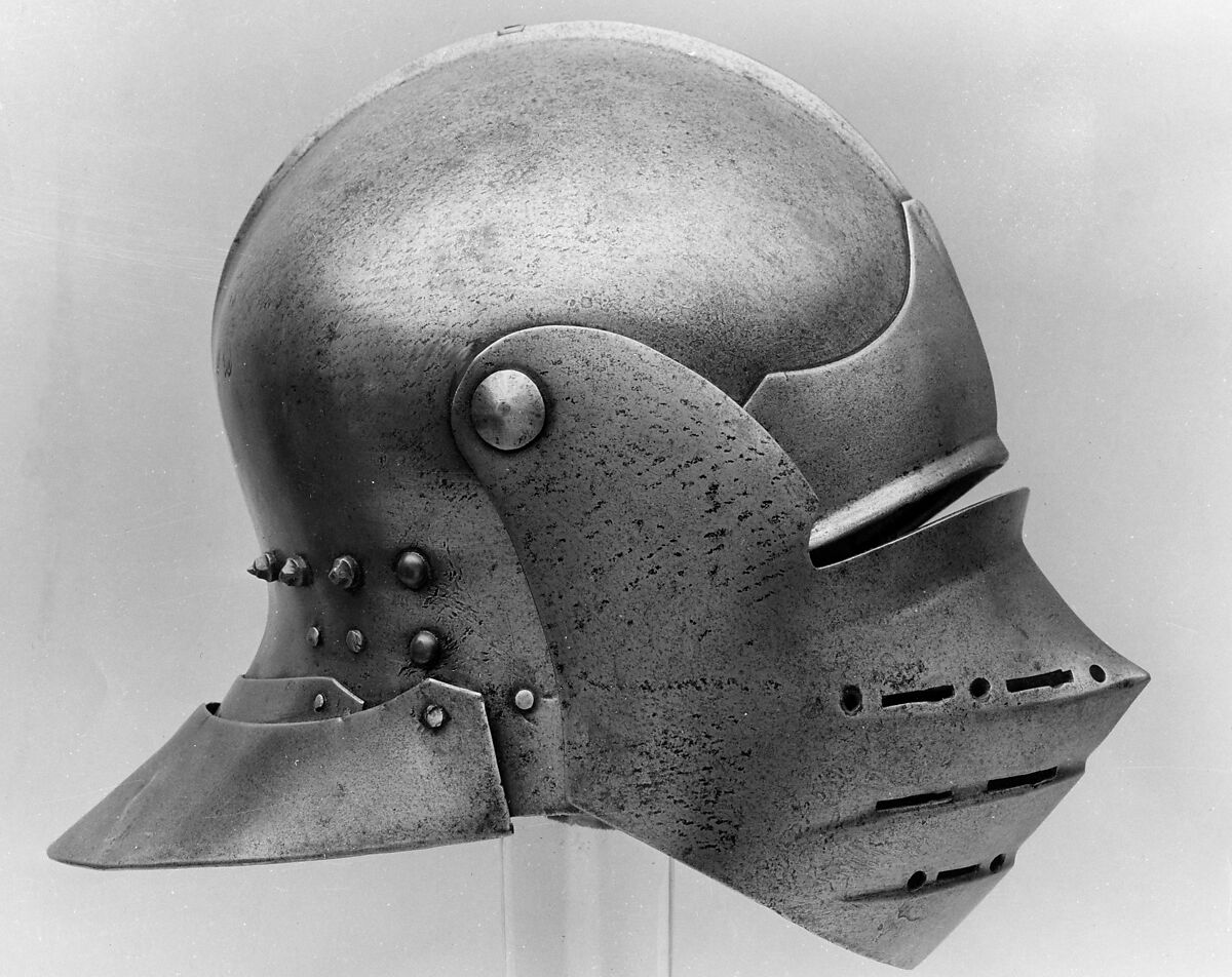 Composed Armor, Right pauldron (shoulder defense) marked by Matthes Deutsch (German, Landshut, documented 1485–1505), Steel, iron, copper alloy (latten), leather, brass, European, Italian and German