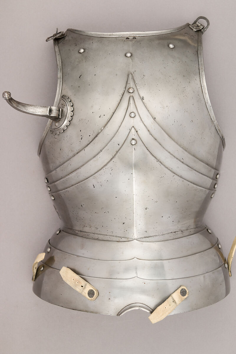 Composed Armor, Right pauldron (shoulder defense) marked by Matthes Deutsch (German, Landshut, documented 1485–1505), Steel, iron, copper alloy (latten), leather, brass, European, Italian and German