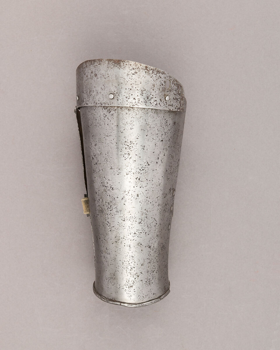 Composed Armor, Right pauldron (shoulder defense) marked by Matthes Deutsch (German, Landshut, documented 1485–1505), Steel, iron, copper alloy (latten), leather, brass, European, Italian and German