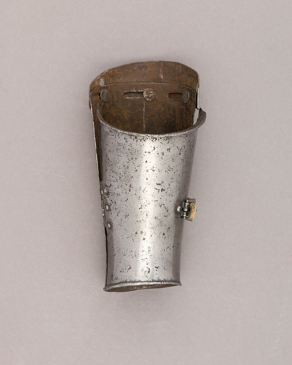 Composed Armor, Right pauldron (shoulder defense) marked by Matthes Deutsch (German, Landshut, documented 1485–1505), Steel, iron, copper alloy (latten), leather, brass, European, Italian and German