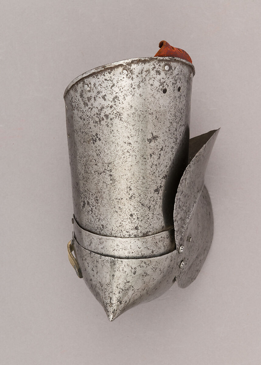 Composed Armor, Right pauldron (shoulder defense) marked by Matthes Deutsch (German, Landshut, documented 1485–1505), Steel, iron, copper alloy (latten), leather, brass, European, Italian and German
