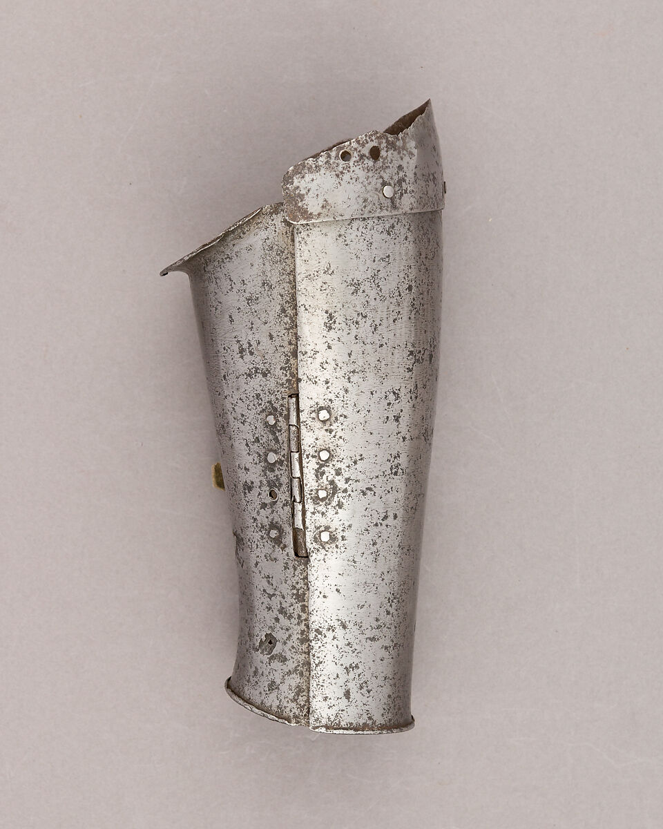 Composed Armor, Right pauldron (shoulder defense) marked by Matthes Deutsch (German, Landshut, documented 1485–1505), Steel, iron, copper alloy (latten), leather, brass, European, Italian and German