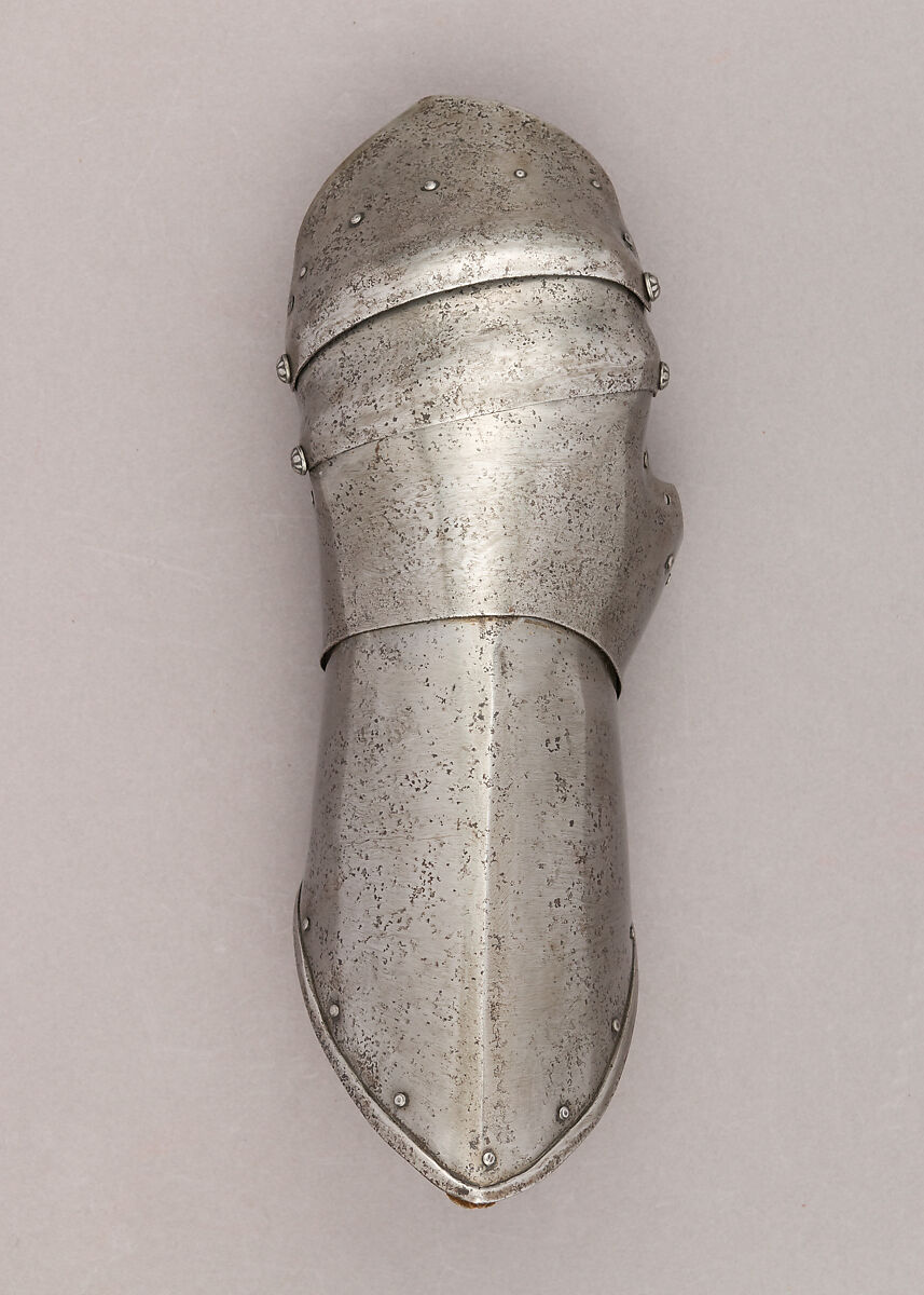 Composed Armor, Right pauldron (shoulder defense) marked by Matthes Deutsch (German, Landshut, documented 1485–1505), Steel, iron, copper alloy (latten), leather, brass, European, Italian and German