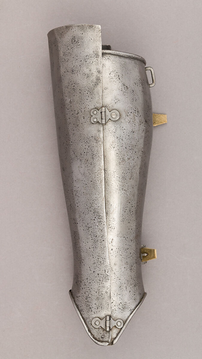 Composed Armor, Right pauldron (shoulder defense) marked by Matthes Deutsch (German, Landshut, documented 1485–1505), Steel, iron, copper alloy (latten), leather, brass, European, Italian and German