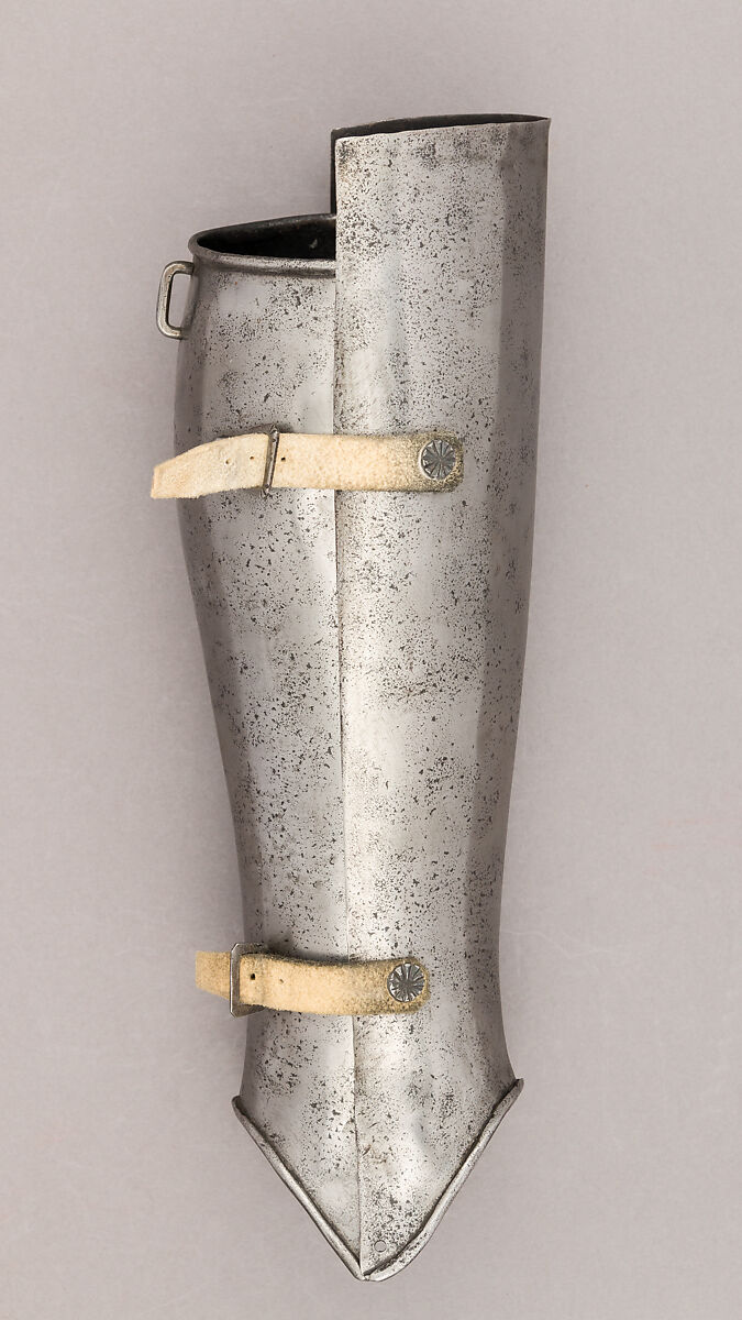 Composed Armor, Right pauldron (shoulder defense) marked by Matthes Deutsch (German, Landshut, documented 1485–1505), Steel, iron, copper alloy (latten), leather, brass, European, Italian and German