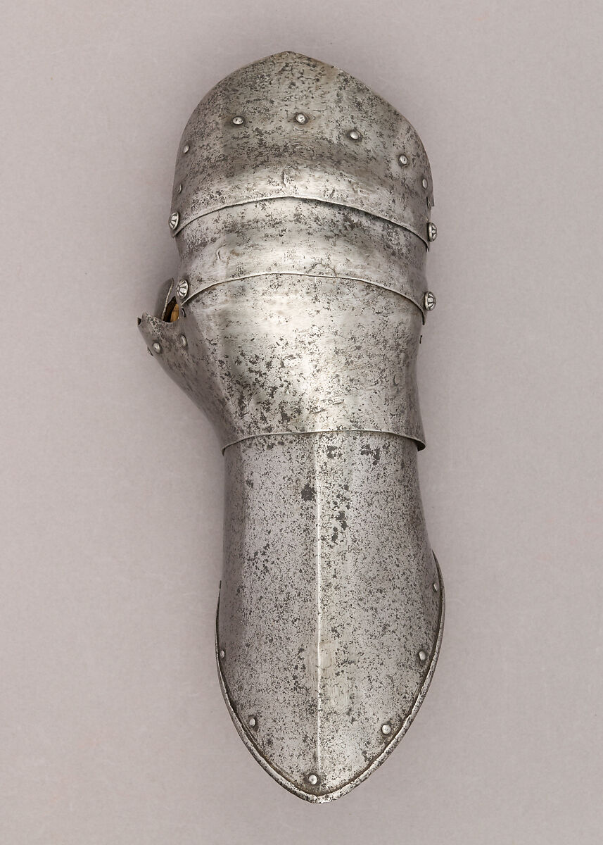 Composed Armor, Right pauldron (shoulder defense) marked by Matthes Deutsch (German, Landshut, documented 1485–1505), Steel, iron, copper alloy (latten), leather, brass, European, Italian and German