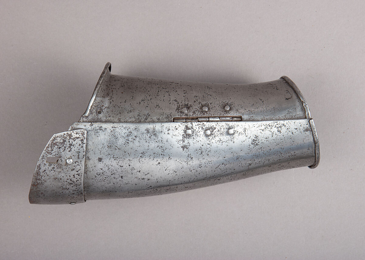 Composed Armor, Right pauldron (shoulder defense) marked by Matthes Deutsch (German, Landshut, documented 1485–1505), Steel, iron, copper alloy (latten), leather, brass, European, Italian and German