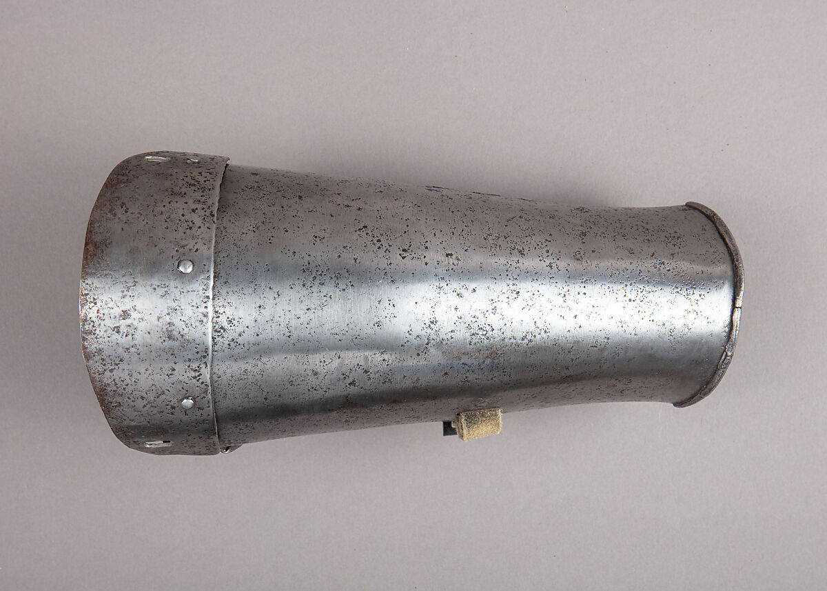 Composed Armor, Right pauldron (shoulder defense) marked by Matthes Deutsch (German, Landshut, documented 1485–1505), Steel, iron, copper alloy (latten), leather, brass, European, Italian and German