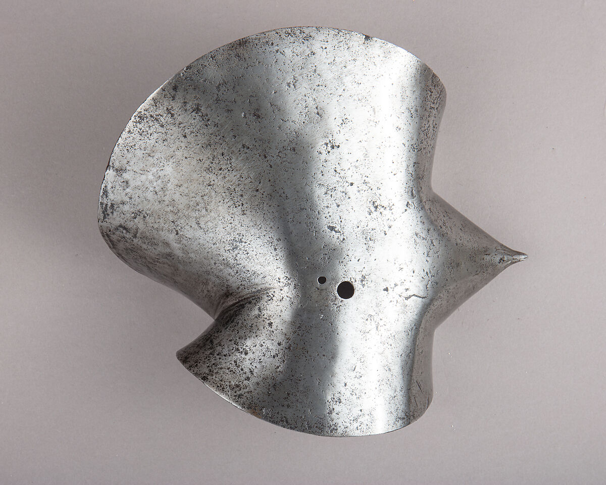 Composed Armor, Right pauldron (shoulder defense) marked by Matthes Deutsch (German, Landshut, documented 1485–1505), Steel, iron, copper alloy (latten), leather, brass, European, Italian and German