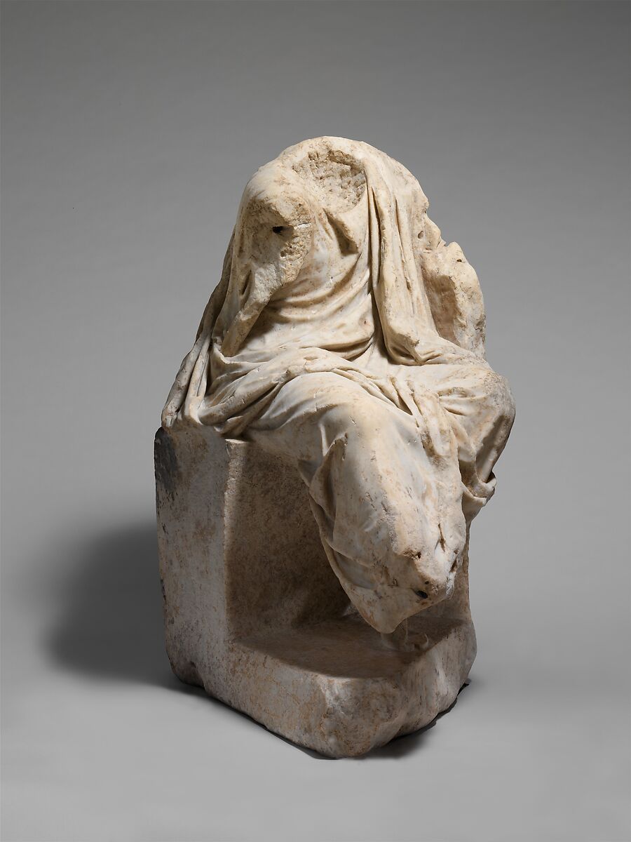 Marble statue of a draped seated man, Signed by Zeuxis as sculptor, Marble, Pentelic, Roman