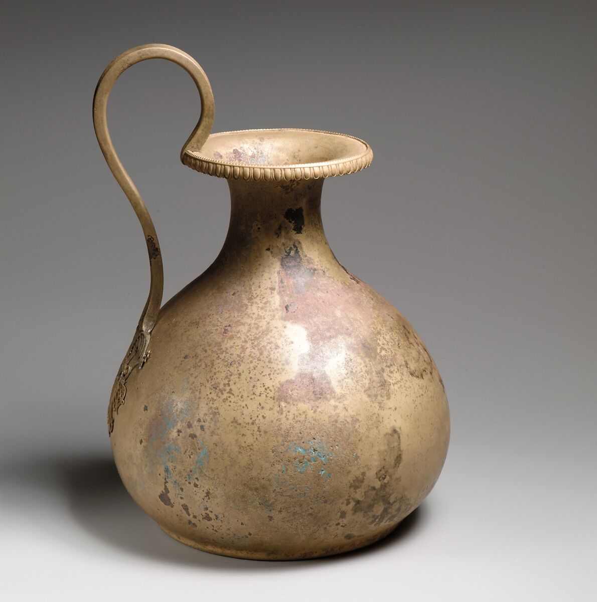 Bronze oinochoe (pitcher), Bronze, Greek 