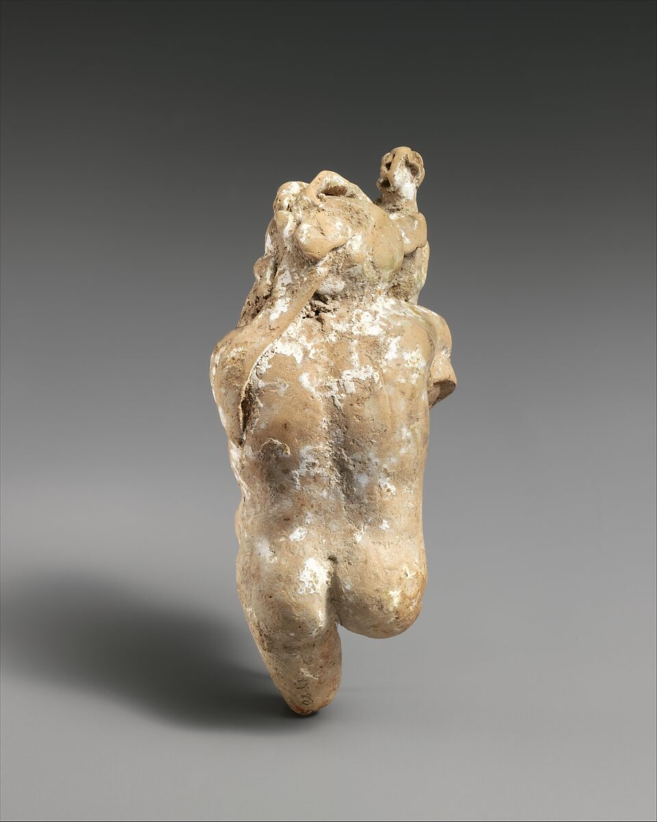 Terracotta statuette of a satyr and maenad, Terracotta, Greek, Tarentine