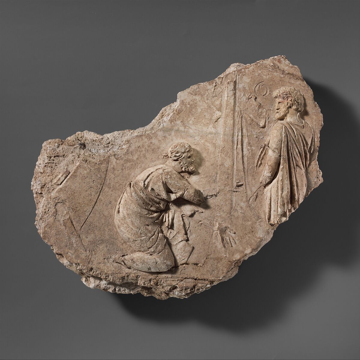 Stucco relief fragment, Stucco, Roman 