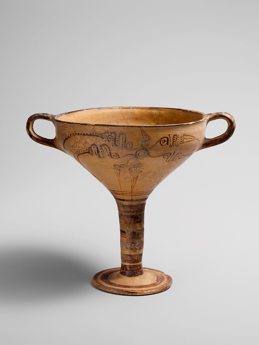 Terracotta stemmed cup with murex decoration, Terracotta, Helladic, Mycenaean 