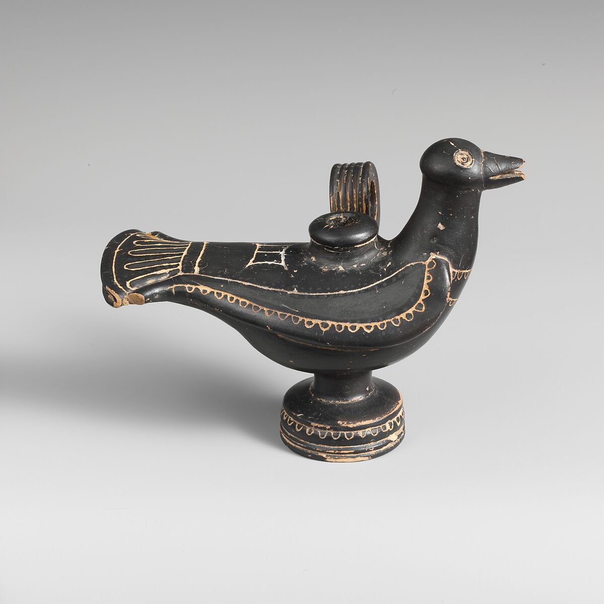 Terracotta jug in the form of a bird, Terracotta, Greek, South Italian, Campanian, Teano 