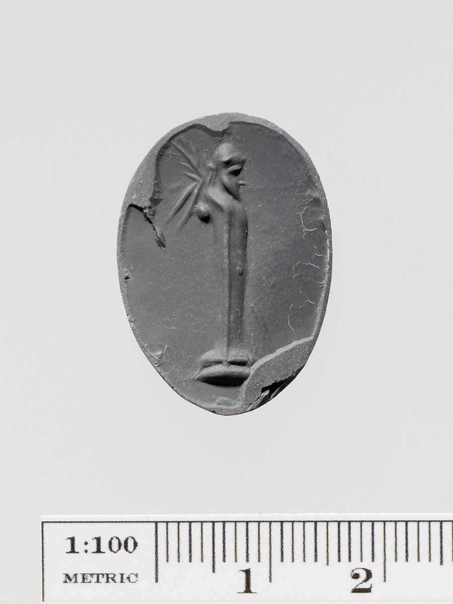 Mottled yellow jasper scaraboid seal, Jasper, yellow, Greek