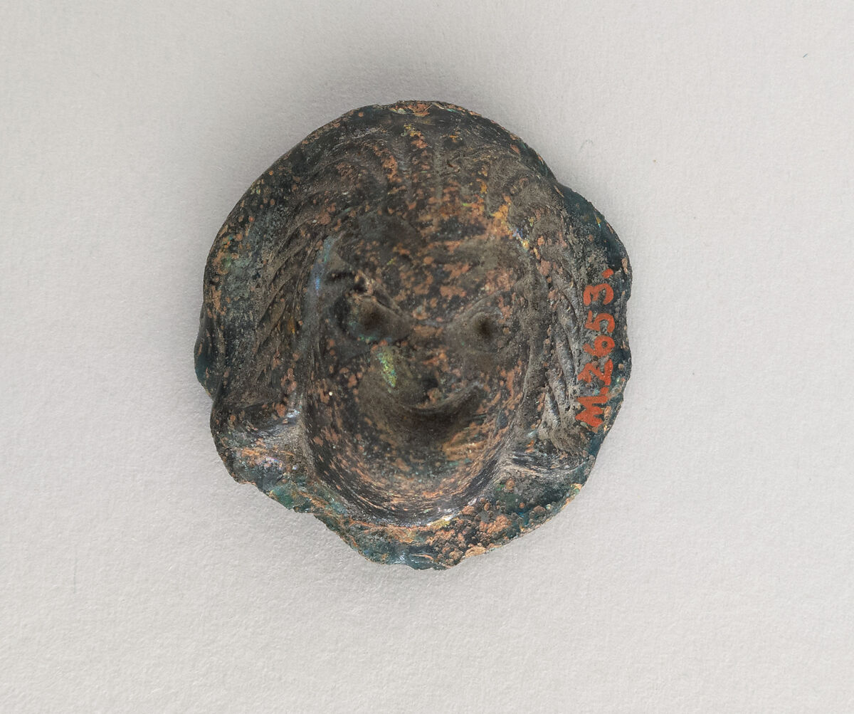 Glass appliqué with theatrical mask, Glass, Roman